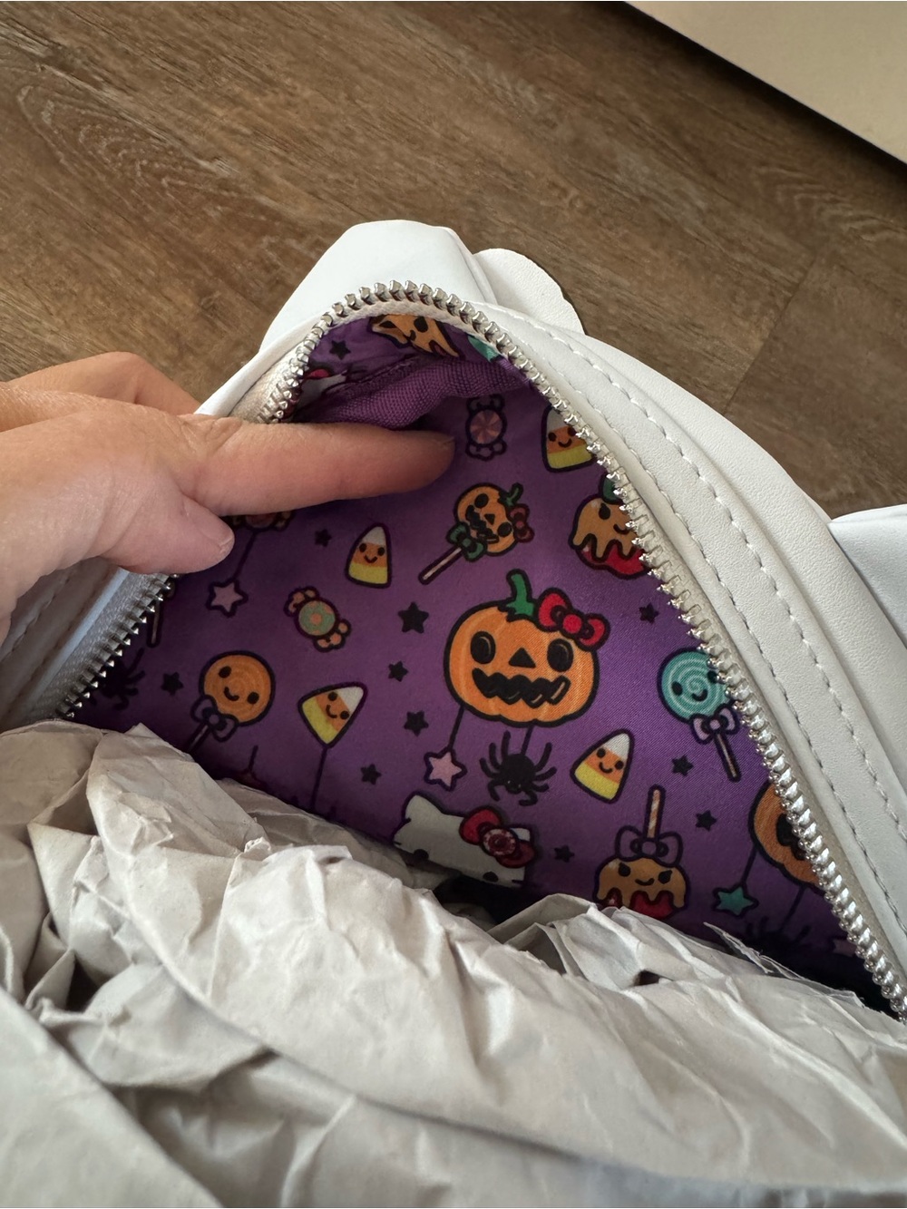 Loungefly White & Yellow Hello Kitty Pumpkin Mini Backpack - Picture 7 of 7
